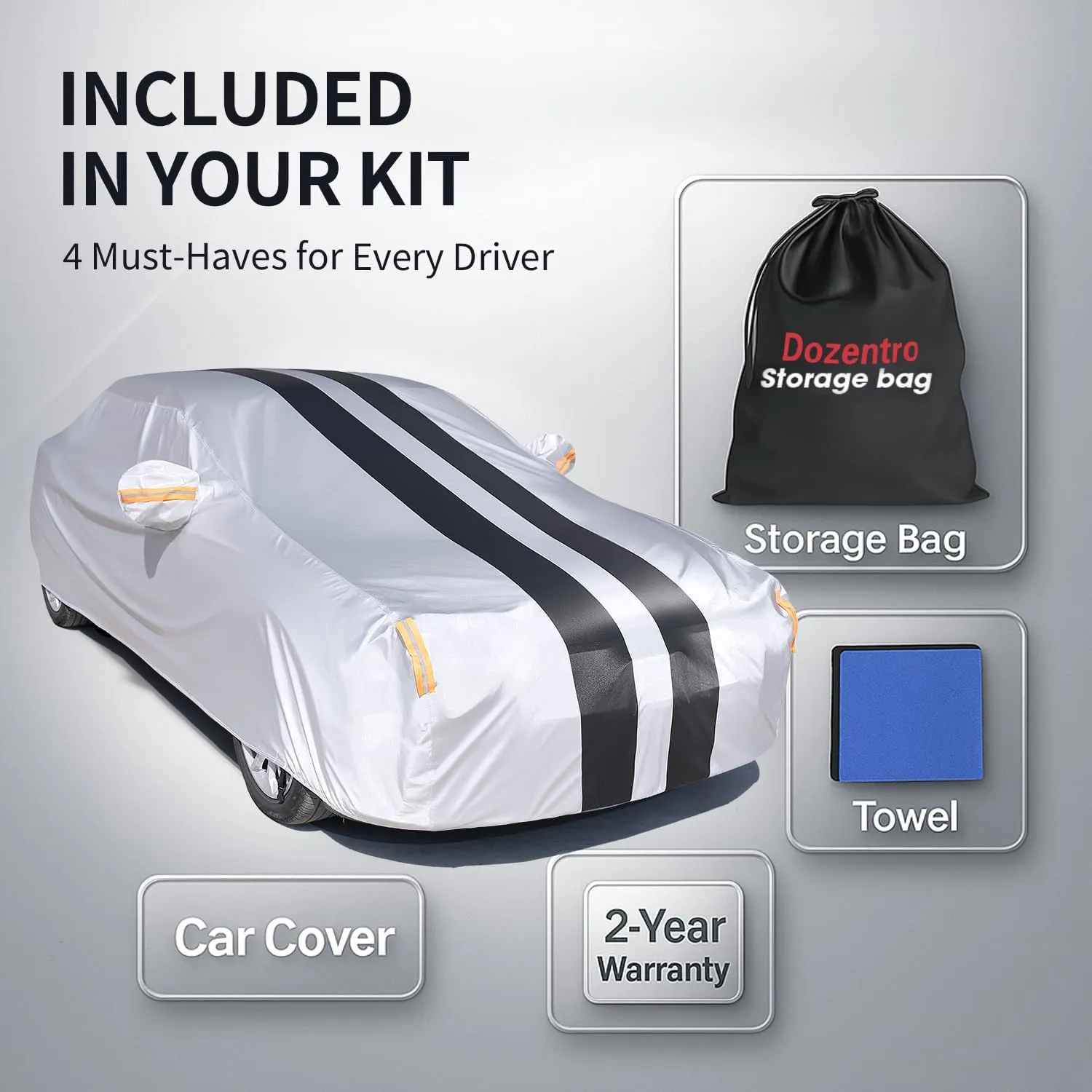 10 Layers Sedan Car Cover Custom Fit for Honda Civic(1973-2025), 100% Waterproof All Weather for Automobiles, Gift with Towel, Heavy Duty Car Covers for Rain Sun UV Protection with Door Zipper.