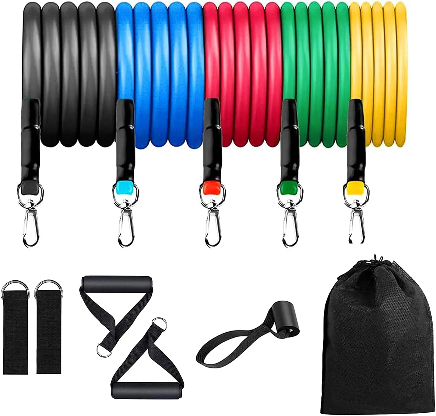 10 PCS Resistance Band Set, Workout Bands with Handles for Men and Women Fitness, Exercise Bands, Yoga, Pilates, Physical Therapy, Door Anchor, Ankle Straps, Carry Bag, Home Workout Set