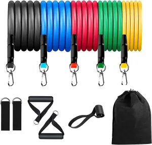 10 PCS Resistance Band Set, Workout Bands with Handles for Men and Women Fitness, Exercise Bands, Yoga, Pilates, Physical Therapy, Door Anchor, Ankle Straps, Carry Bag, Home Workout Set