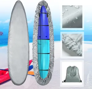 100% Waterproof Canoe Covers, Kayak Cover 10 ft 11 ft with 5 Straps for Heavy Wind, Dust & UV Protection, Kayak Storage Cover for Fishing Kayak Canoe Paddle Board 10-11.4 ft