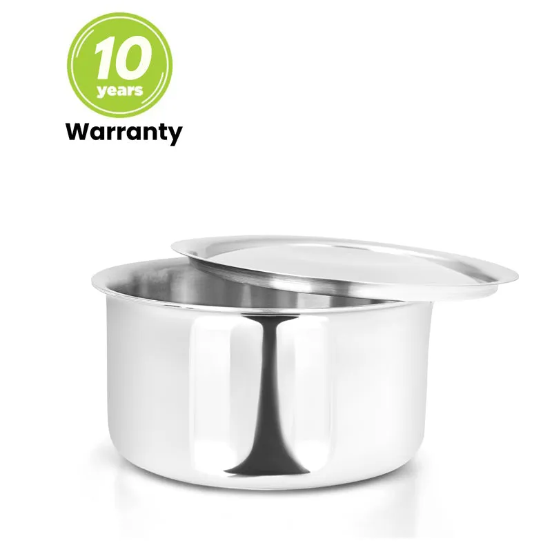 1.1L Allo CookSafe TriPly Tope | Stainless Steel | With Stainless Steel Lid | Induction Friendly | Naturally Non-stick | 14cm