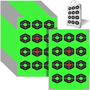 12x18 inch Fluorescent Green Diamond Grid Targets with White Grid Lines, High Contrast, Non-Reflective Surface, Includes Carrying Bag, 25 Sheets, Ideal for Handguns, Rifles, Airguns, BB Guns