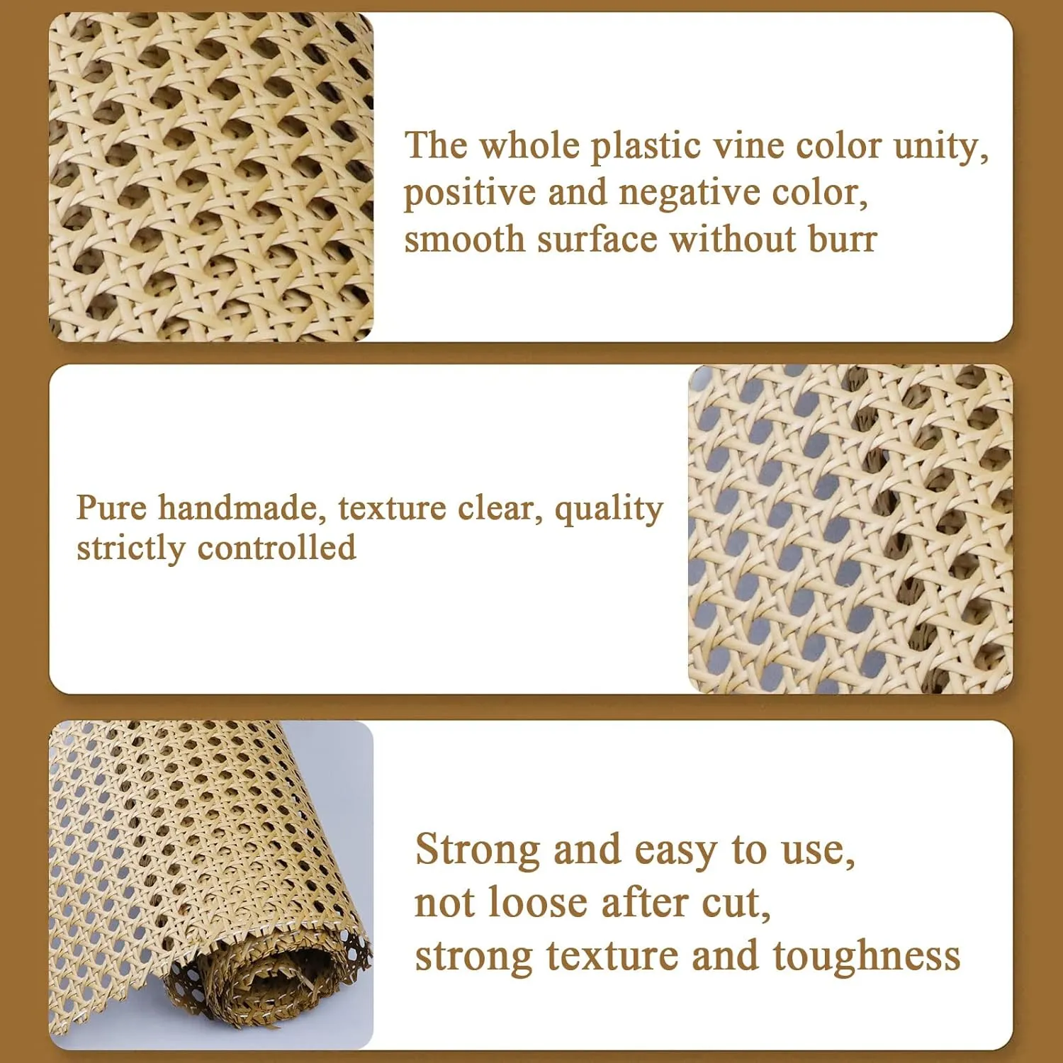 16" x5FT Plastic Rattan Cane Webbing, Woven Open Mesh Cane Net Roll for DIY Caning Furniture Decor Projects: Chair, Cabinet, Ceiling and Door(59x16 in)