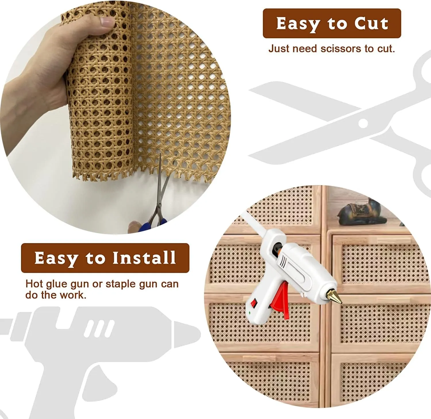 16" x5FT Plastic Rattan Cane Webbing, Woven Open Mesh Cane Net Roll for DIY Caning Furniture Decor Projects: Chair, Cabinet, Ceiling and Door(59x16 in)