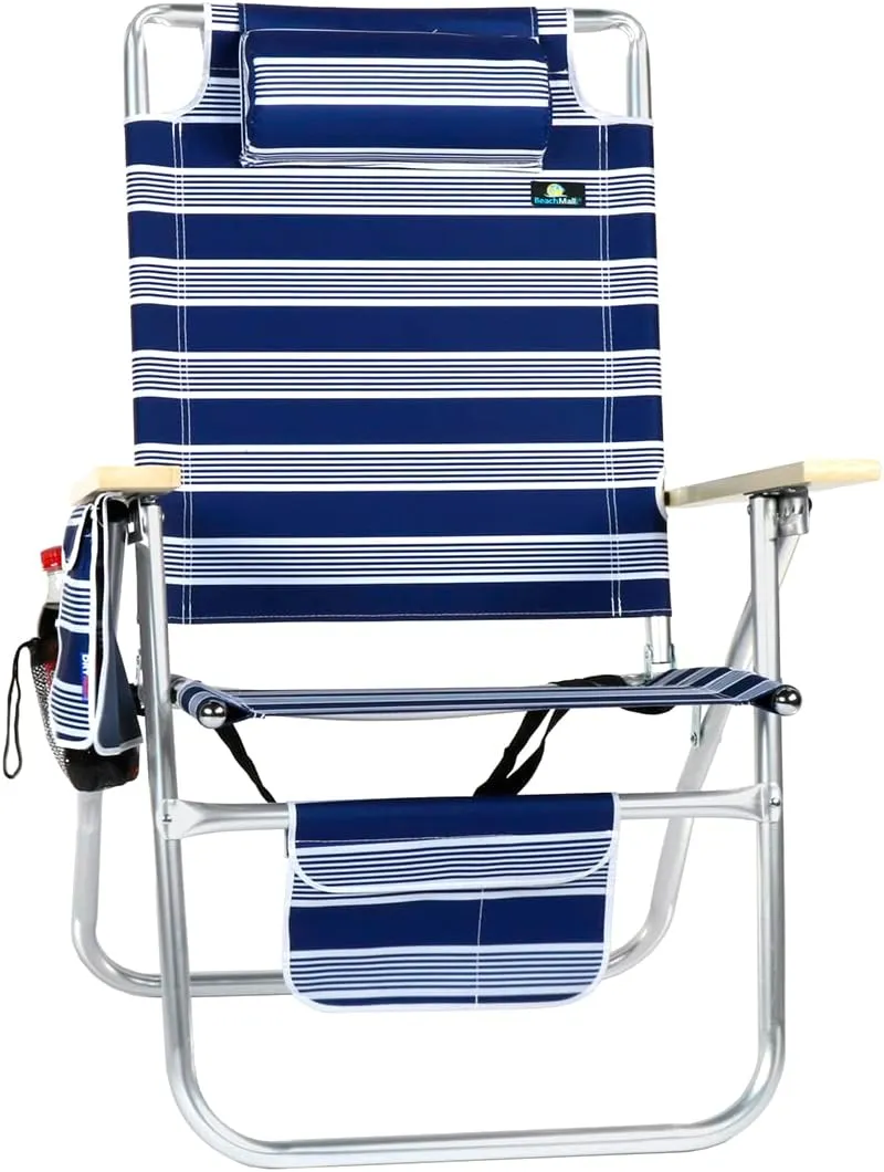 17 Inches High Off Ground 4 Reclining Position Tall Beach Chair for Adults