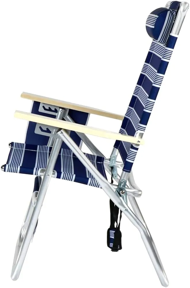 17 Inches High Off Ground 4 Reclining Position Tall Beach Chair for Adults