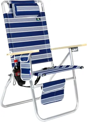 17 Inches High Off Ground 4 Reclining Position Tall Beach Chair for Adults