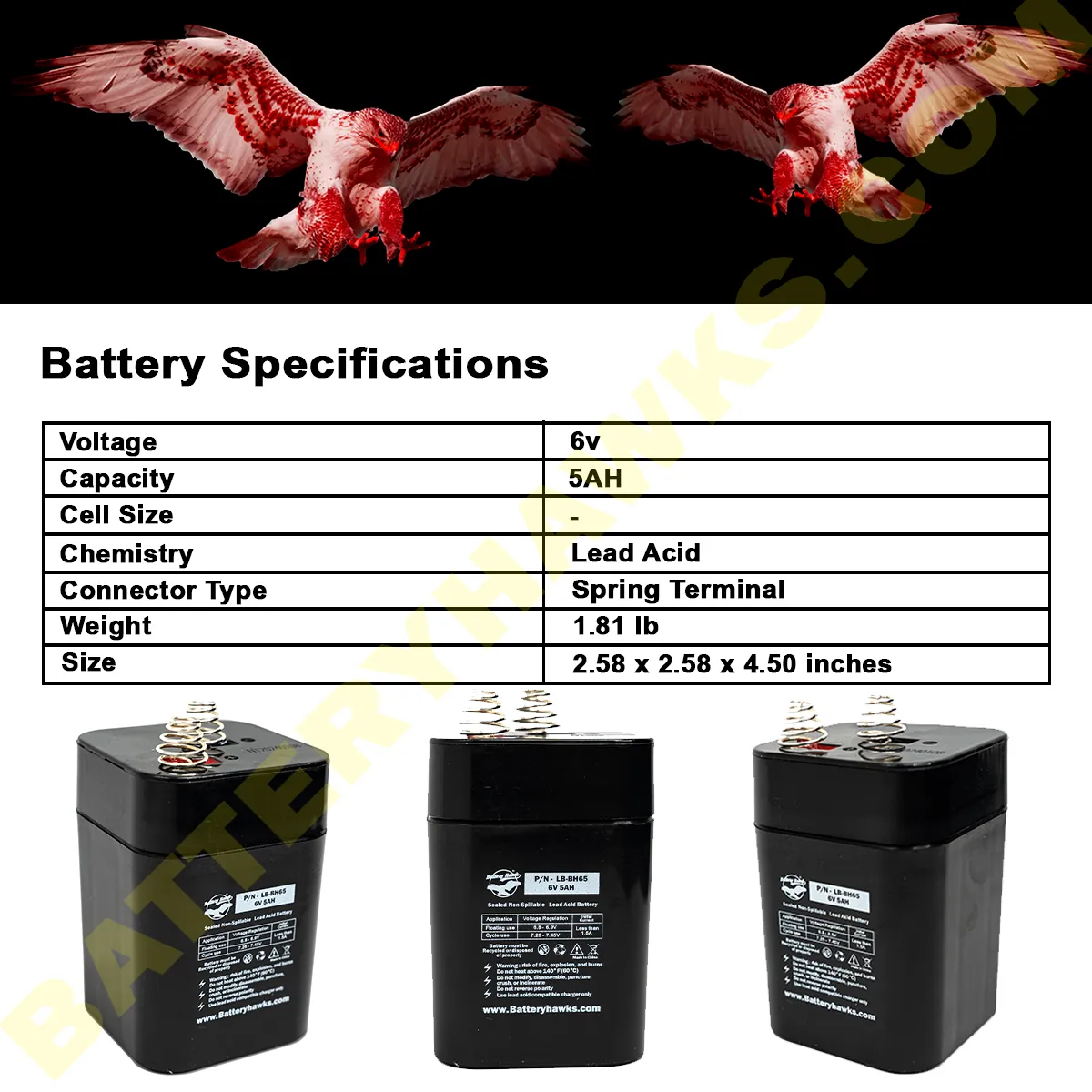 (2 Pack) Battery Flashlight 4R25 1209 (509) 6 Volt Lantern Spring Terminal Outdoor