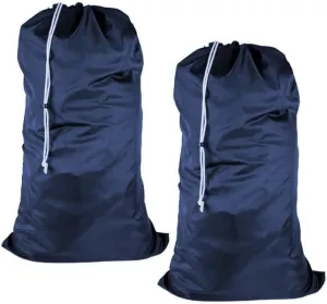 (2 Pack) Multipurpose Extra Large Heavy Duty Nylon Laundry Storage Bag, size: 30" x 50", with Drawstring, Machine Washable, color: Navy