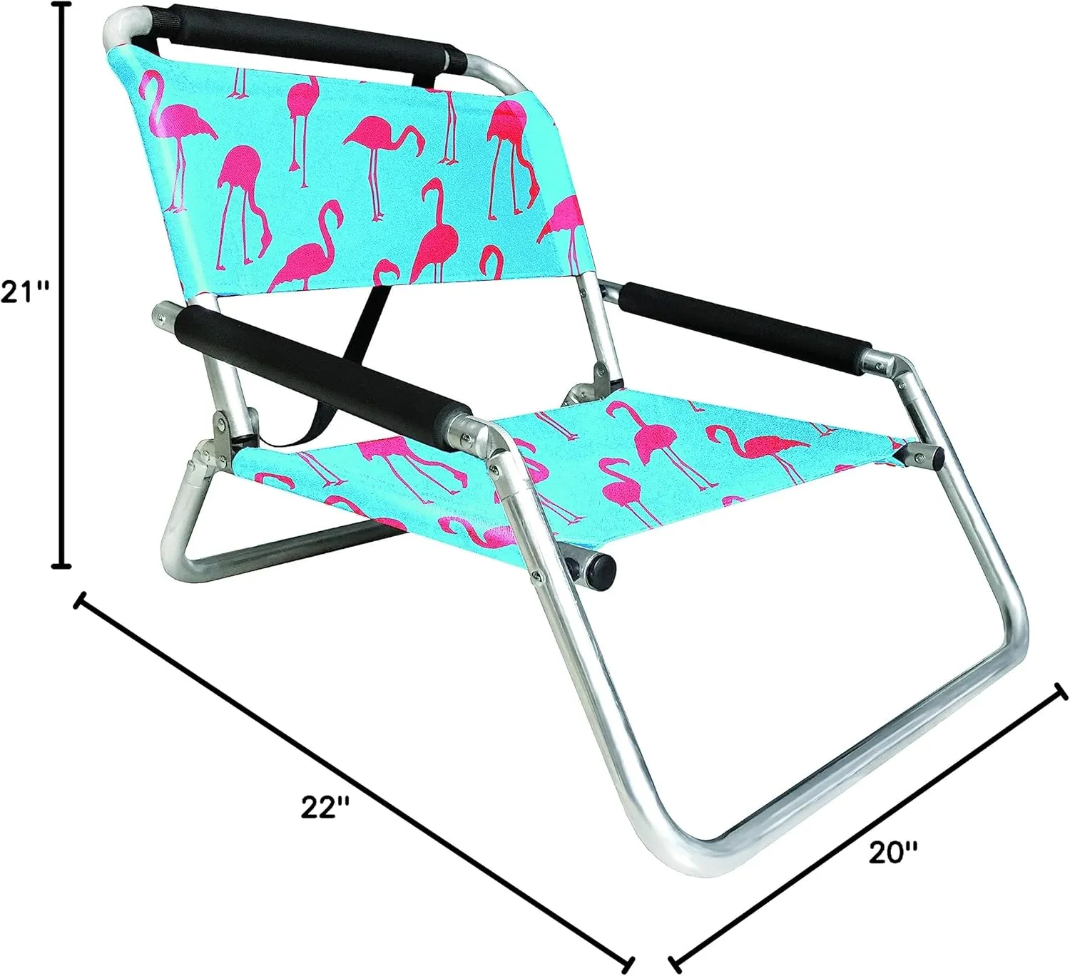 2 Pack of Neso Lightweight Water Resistant Beach Chairs with Shoulder Strap and Slip Pocket - Folds Thin (Flamingos)