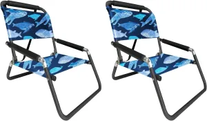 2 Pack of Neso XL Beach Chairs, Extra Large, Water Resistant with Shoulder Strap and Slip Pocket - Folds Thin (Whales)