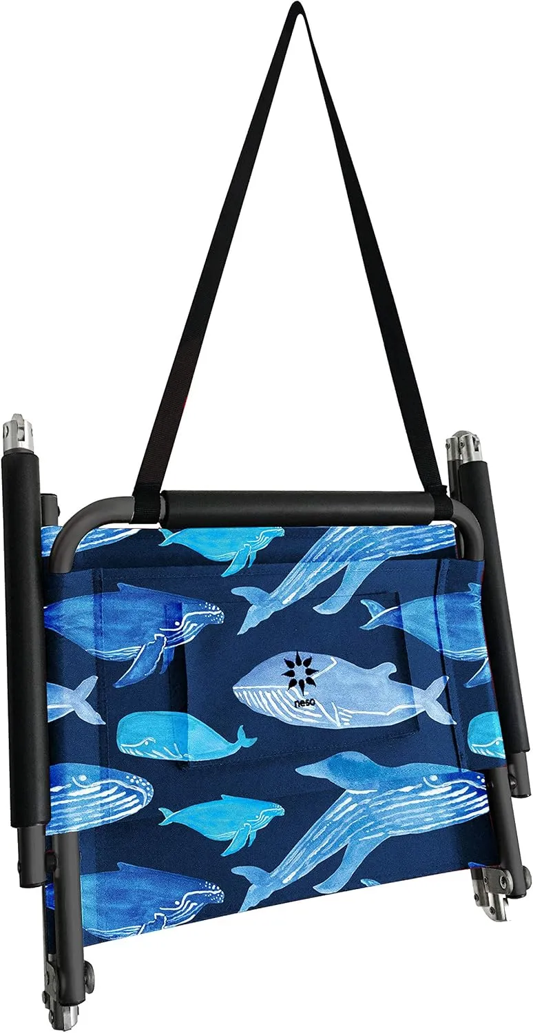 2 Pack of Neso XL Beach Chairs, Extra Large, Water Resistant with Shoulder Strap and Slip Pocket - Folds Thin (Whales)