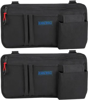 2 Pack Wheelchair Side Bag with Cup Holder, Wheelchair Armrest Pouch Accessories for Walker, Rollator, Electric Scooter Wheelchairs, Ideal Gift for Mother's Day & Father's Day