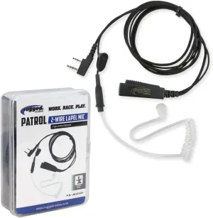 2-Wire Lapel Mic with Acoustic Ear Tube for Rugged Handheld Radios