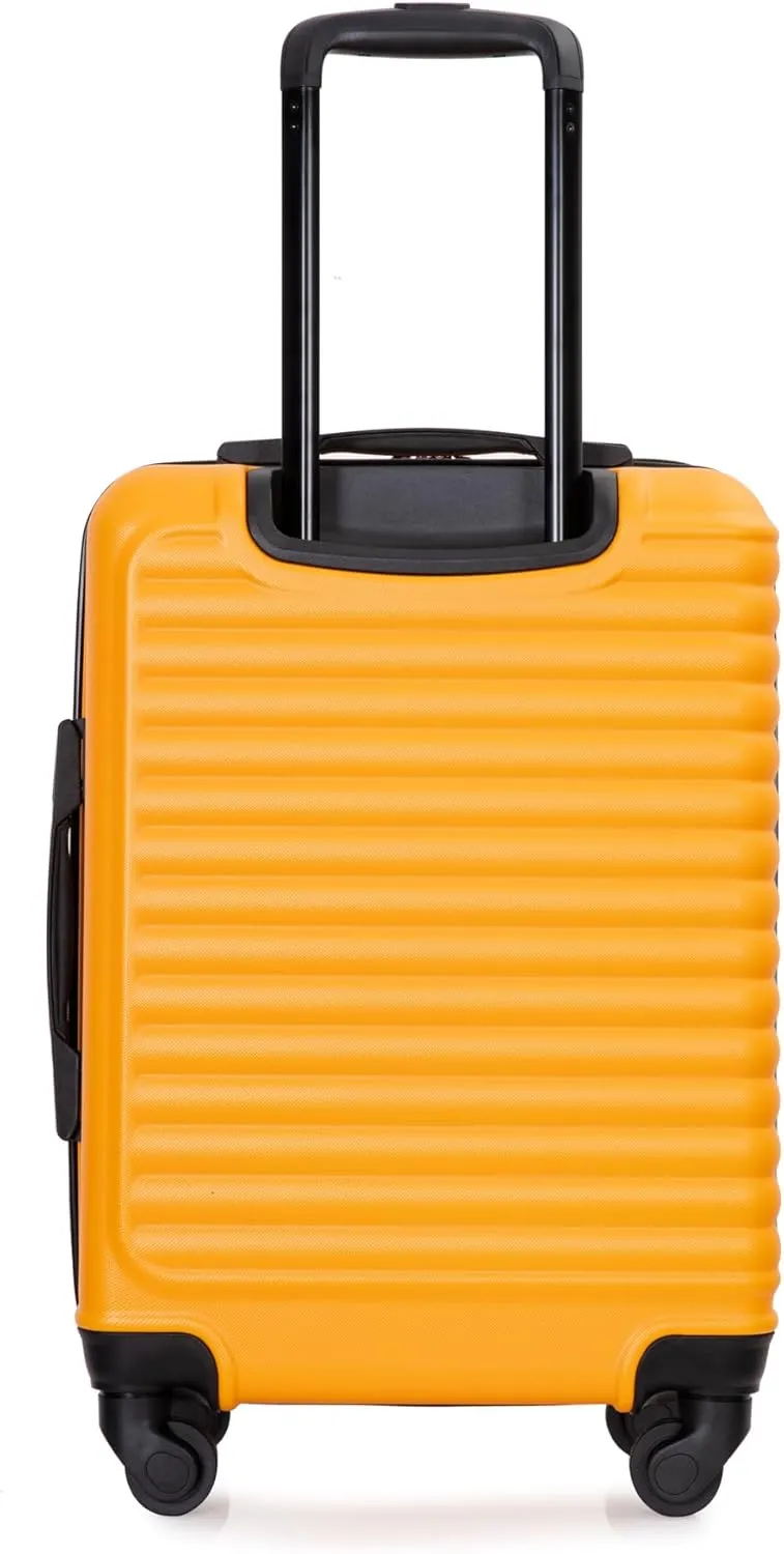 20-inch Lightweight Hardside Luggage, Carry-On 100% ABS Durable Suitcase with Spinner Wheels&Non-Woven Bag, Travel Suitcase with TSA Lock for Men and Women, Orange
