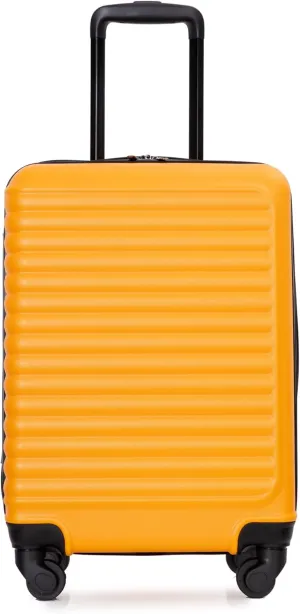 20-inch Lightweight Hardside Luggage, Carry-On 100% ABS Durable Suitcase with Spinner Wheels&Non-Woven Bag, Travel Suitcase with TSA Lock for Men and Women, Orange