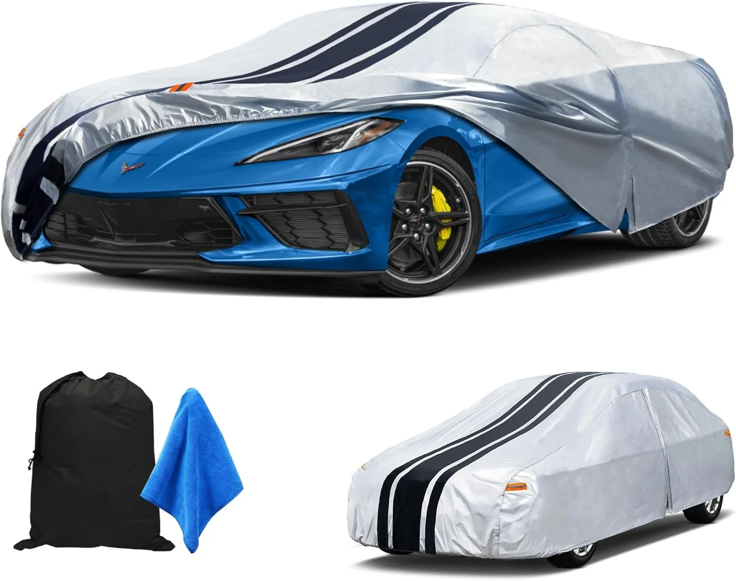 [2024 Upgrade] 10-Layer Waterproof Sports/Coupe/Cabriolet Car Cover. All Weather Full Outdoor Covers. Porsche 911, Chevy Corvette Camaro, Acura NSX Etc.Size A3 (Length 178 to 185 inch)