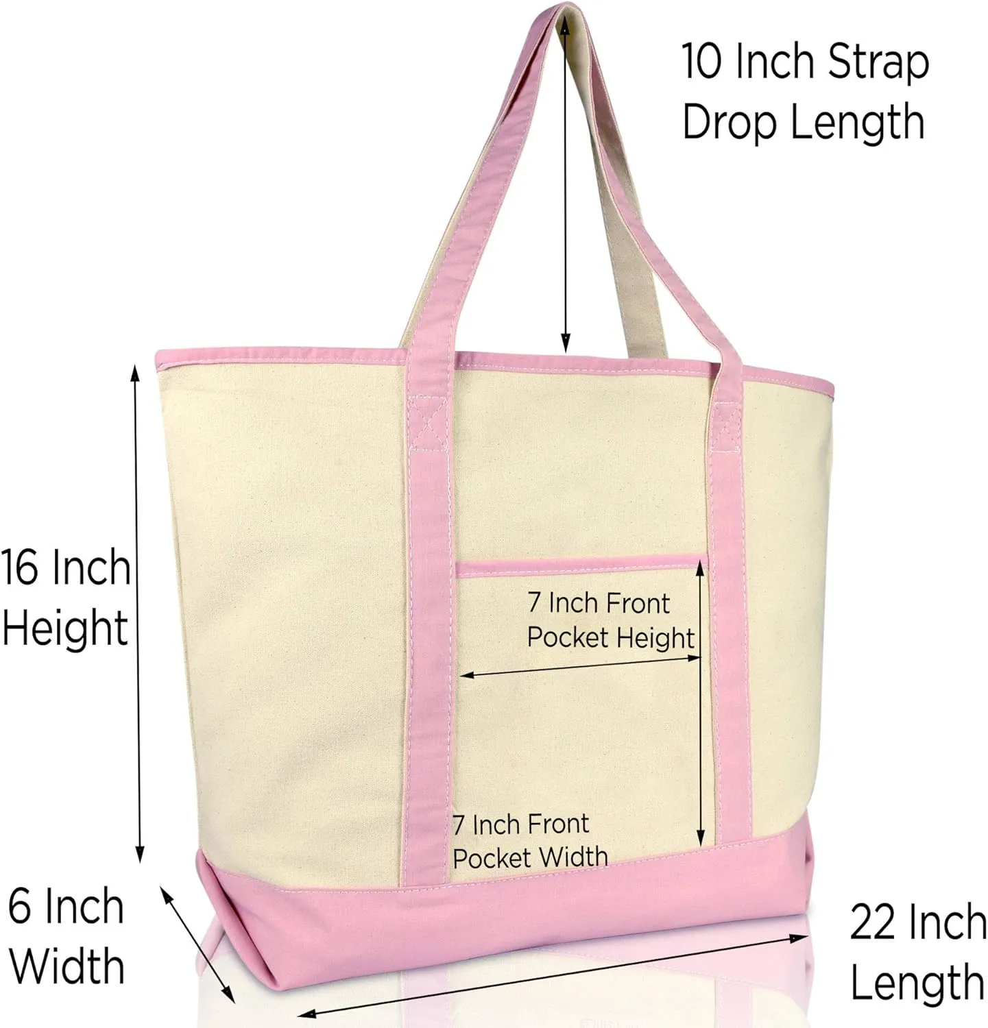 22" Open Top Heavy Duty Deluxe Tote Bag with Outer Pocket