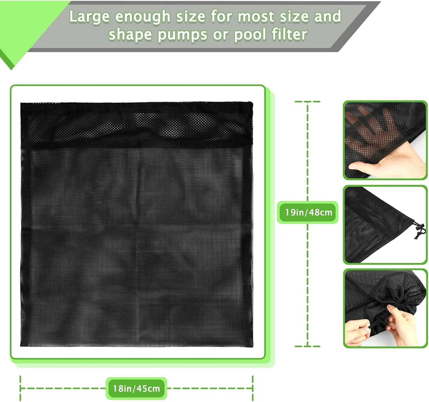 24" x 26" Upgrade Large Pump Barrier Bag, Pond Filter Box, Black Media Bag Pump Mesh Bag (24" x 26", Black)
