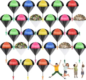 25PCS Parachute Toy,Throwing Parachute Toys Outdoor Children's Flying Toys,Tangle Free Toy Parachute,Hand Throw Parachute Army Man for Kids Fun Party Gifts,9 Colors