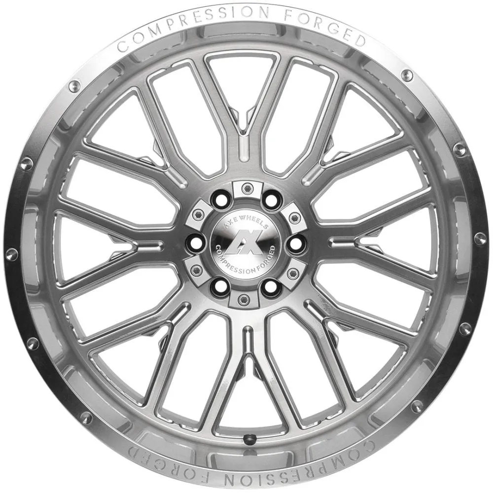 26x14 AXE Offroad AX6.1 Silver Brushed Milled w/ Mirror Lip (Compression Forged) (* May Require Trimming)  6x135 6x5.5/139.7 -76mm