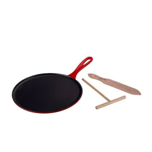 27 cm Crêpe Pan with Rateau and Rake Cerise