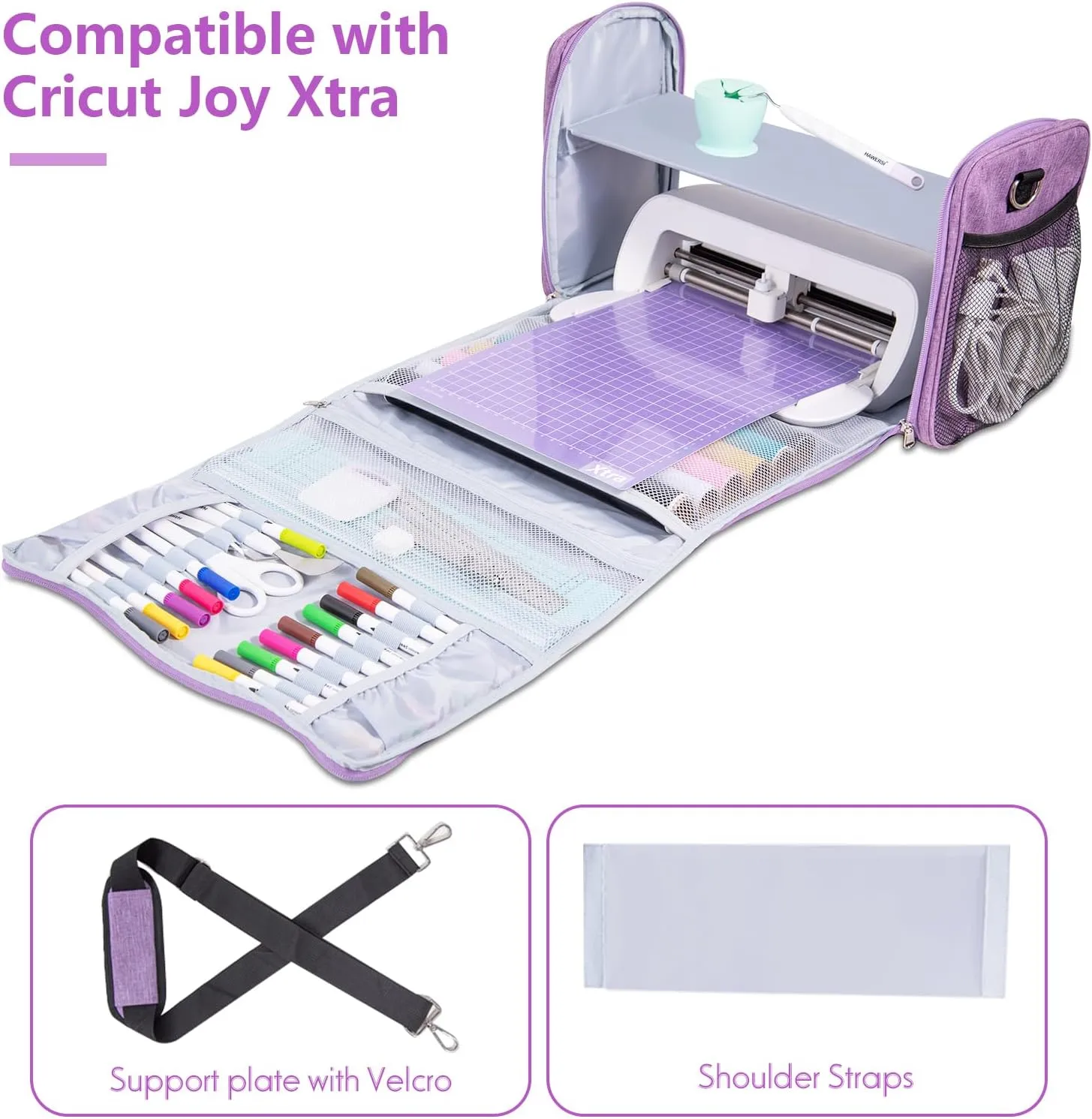 3 In 1 Carrying Case for Cricut Joy Xtra,Dust Cover for Cricut Cutting Machine,Accessories Tote Bag,Fully Open Designed Storage bag,Compatible with All the Craft Essential Tools and Supply