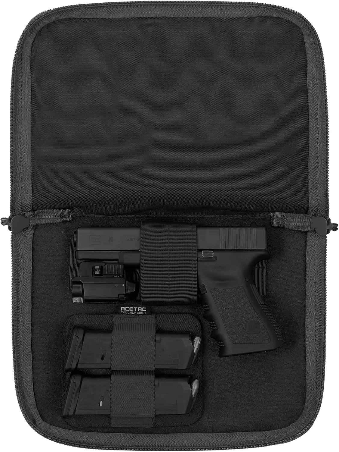 [3-Pack Tactical Handgun Case Pistol Storage with Reflective Patch, Universal CCW Holster Wrap, Hook and Loop Mag Panel (Black)