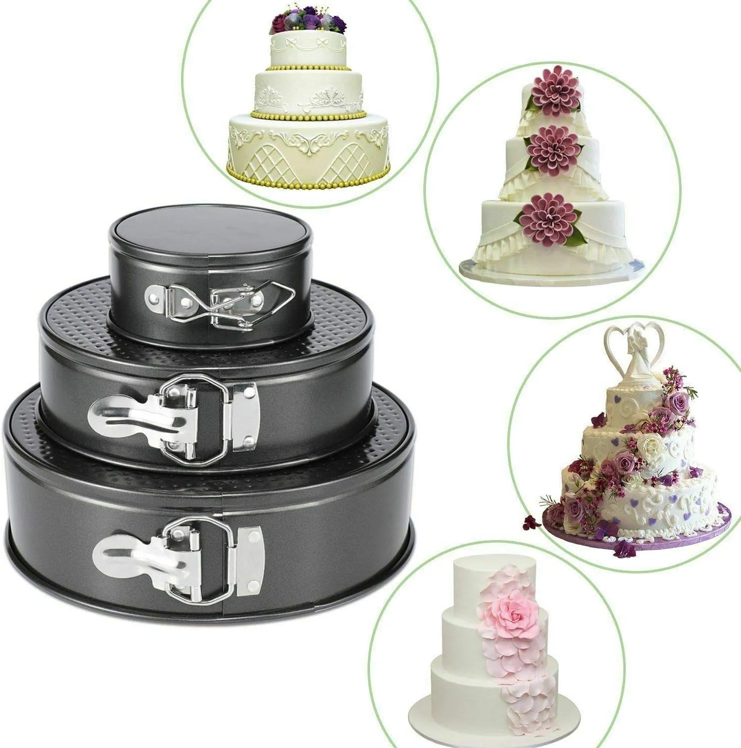 3-Piece Round Springform Cake Pan Set – Nonstick & Leakproof (22cm, 24cm, 26cm)