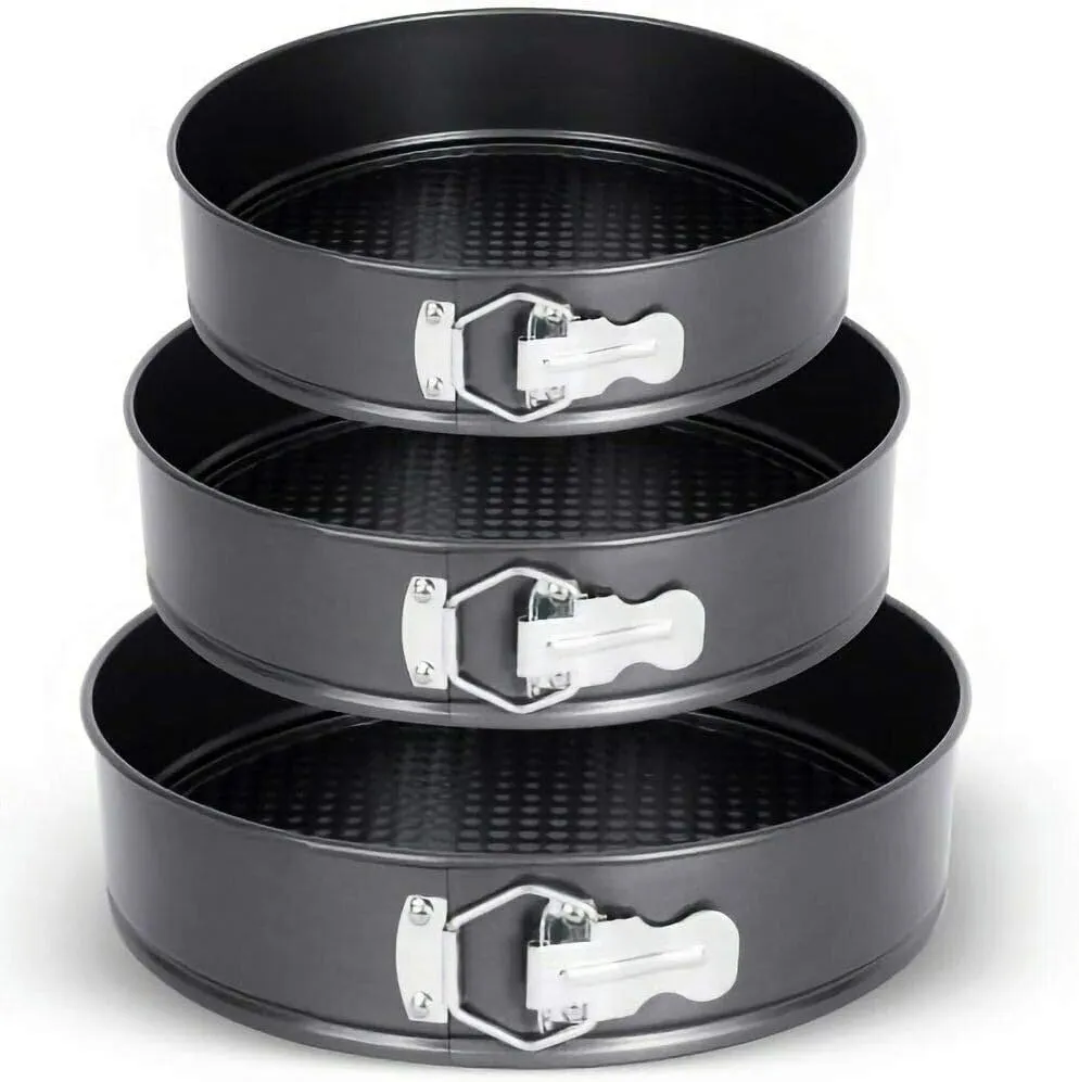 3-Piece Round Springform Cake Pan Set – Nonstick & Leakproof (22cm, 24cm, 26cm)