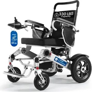 30 Miles Long Travel Range with 2 Lithium Batteries - Electric Wheelchairs for Adults,All Terrain Folding Motorized Wheelchairs for Seniors Support 330 lbs,Airline Approved Travel Power Chair