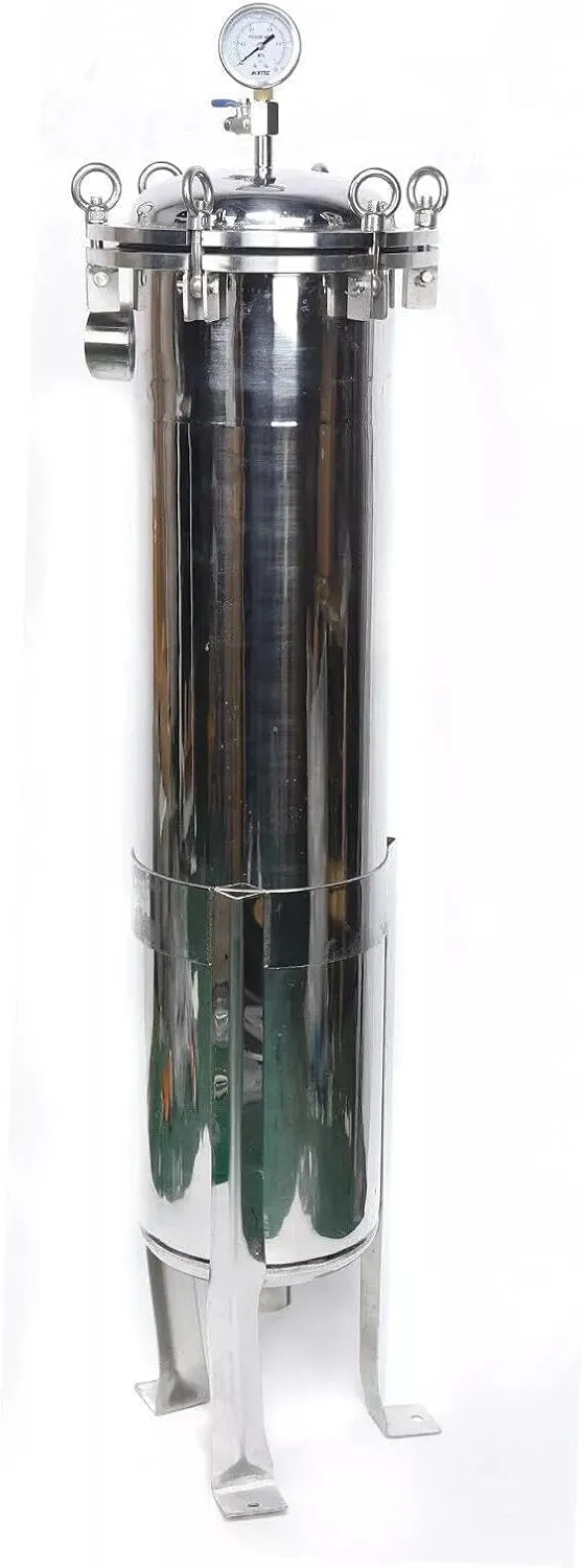 304 Stainless Steel Bag Filter Housing, 2" NPT in/Out #2 Bag with Mesh, 150PSI 30-40t/h High Pressure Filtration, Heavy Duty Industrial Fluid Filter