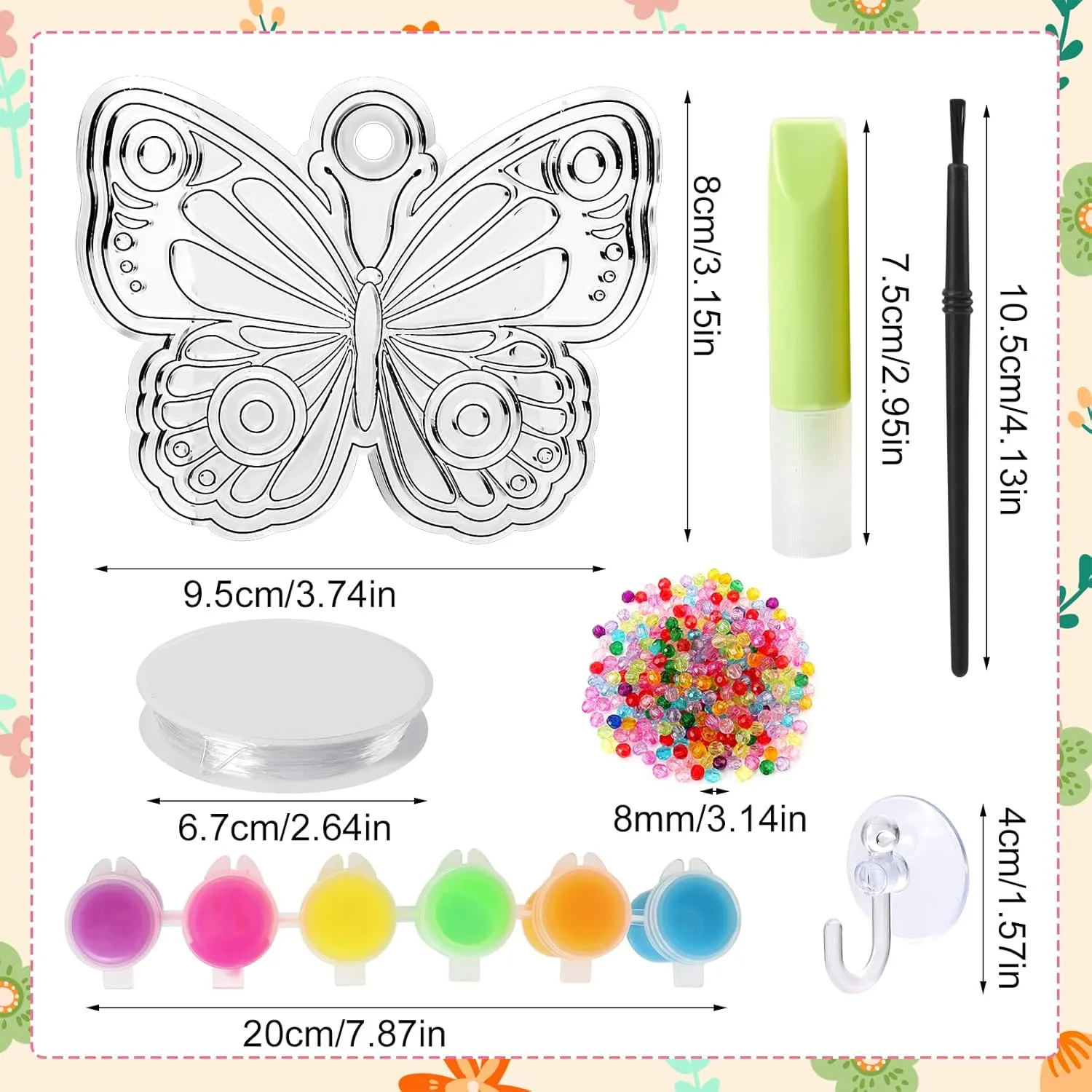 32 Sets Butterfly Spring Suncatchers Ornaments Decorations DIY Window Paint Art Painting Craft Kits DIY Sun Catchers Easter Spring Summer Party Activities Art Project (Butterfly)