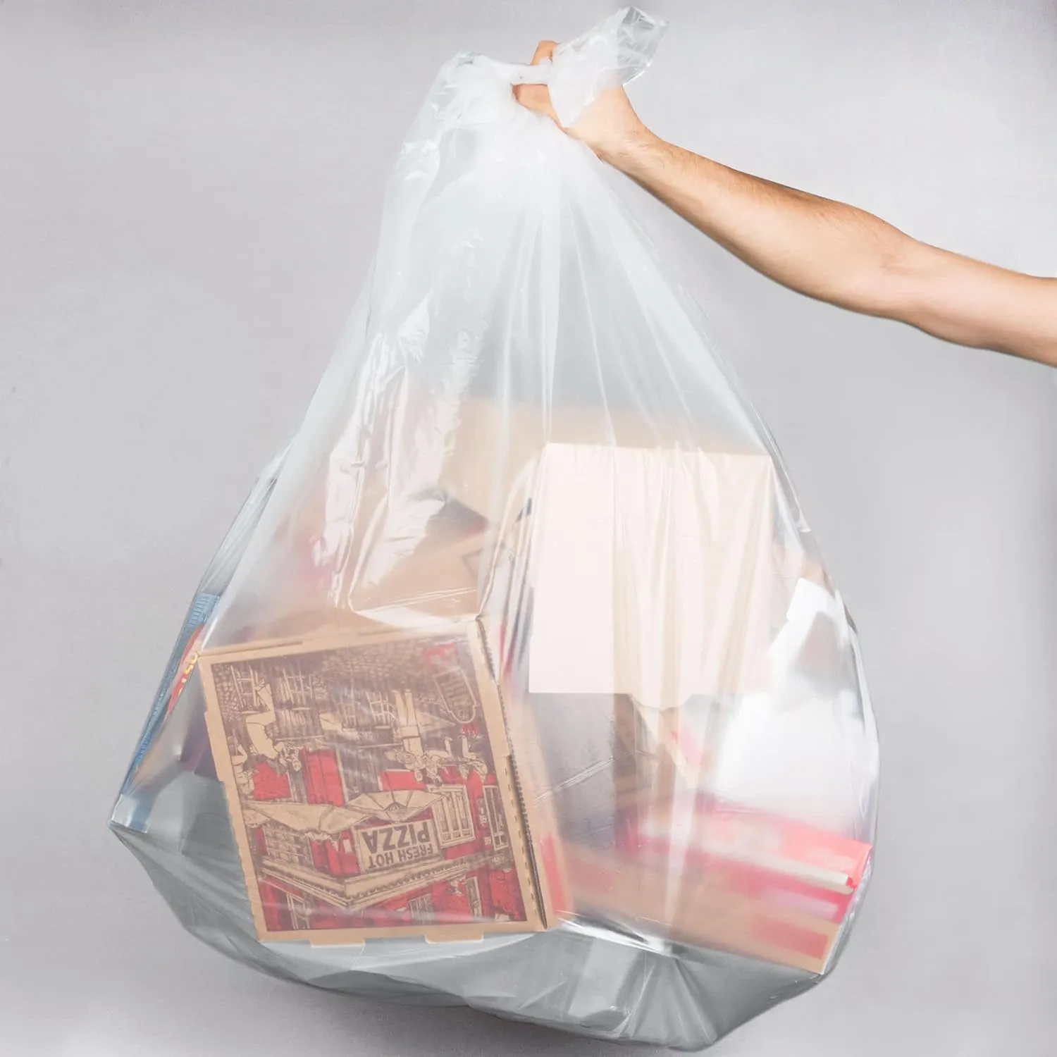 385840C 55-60 Gallon 1.6 Mil 38" x 58" Low Density Extra Heavy Duty Clear Can Liner/Trash Bag - 100/Case By TableTop King