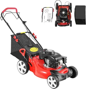 4-Stroke Gas Lawn Mower, Residential Lawn Mower, 140CC Wide Cutting Deck Field Mower, 8 Height Adjustments, Quiet Operation, Large 15.9Gal Grass Bag
