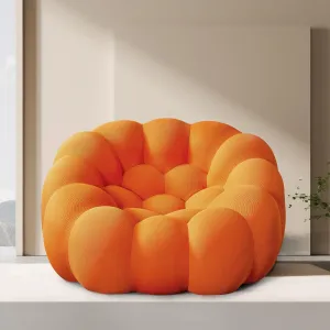 47'' Bubble Couch, Morden Lazy Sofa, High-Density Foam Sofa, Upholstered Mesh Fabric Floor Couch Lounge Chair, Comfy Lounge for Living Room Bedroom (Orange)