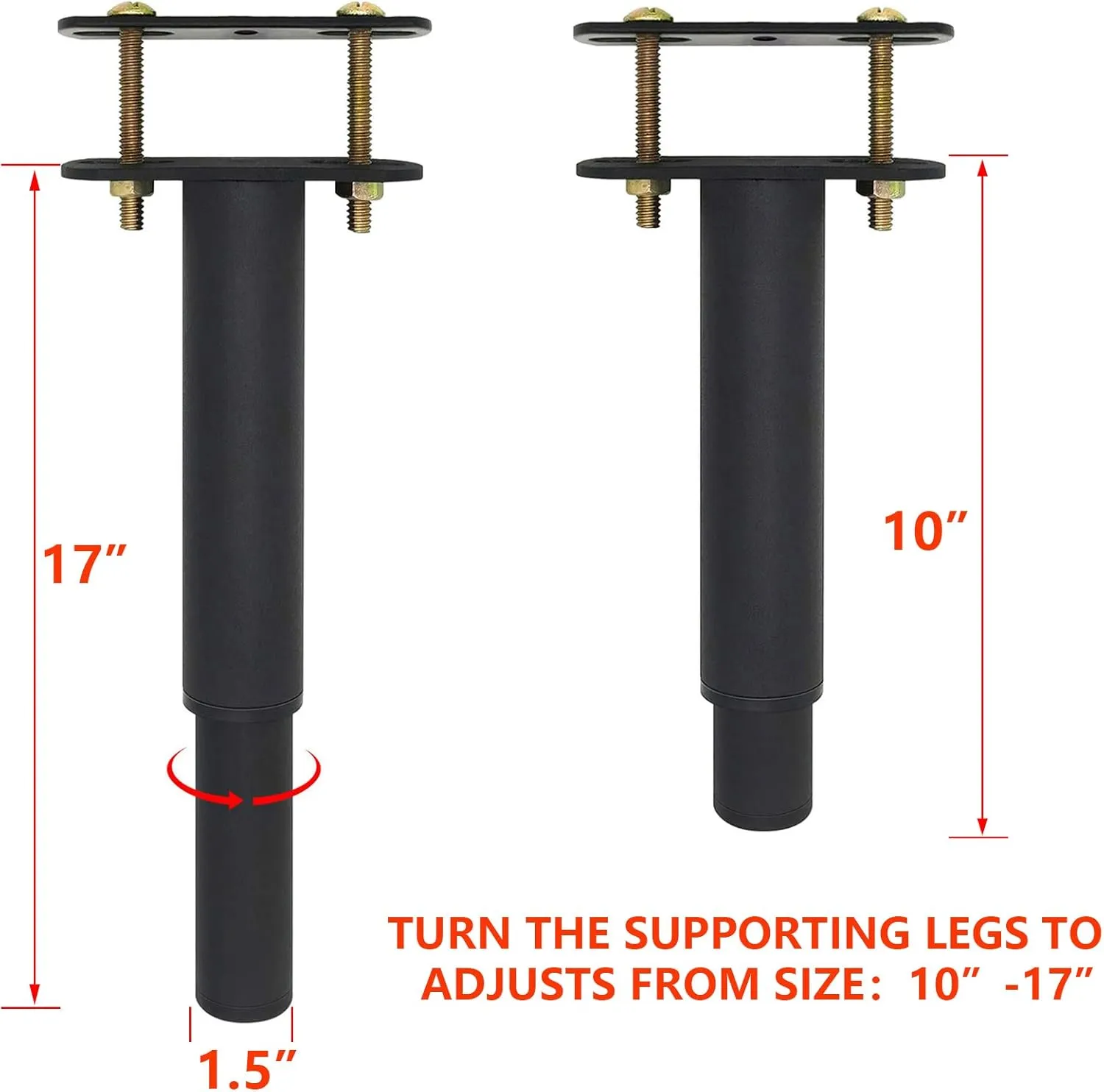 4PCS (10"-17") Adjustable Height Center Support Leg for Bed Frame, Bed Center Slat Heavy Support Leg, Extra Durable Steel Furniture Foot | Suitable for Bed Frame Sofa Furniture Cabine Foot Legs