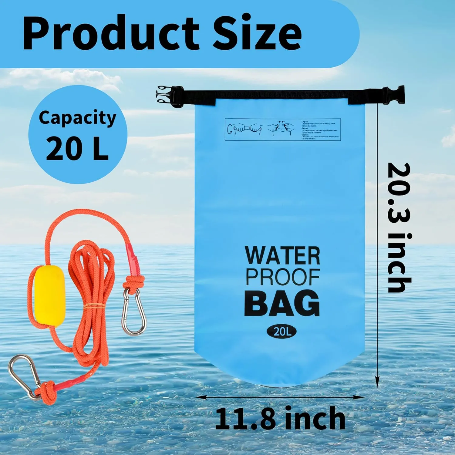 500D Sand Anchor for Small Boats, Power Watercrafts, 2 in 1 PWC Jet Ski Anchor Kit with Adjustable Buoy, Waterproof Dry Bag for Jet Ski, Kayak, Boat, Hiking Foldable Sandbags