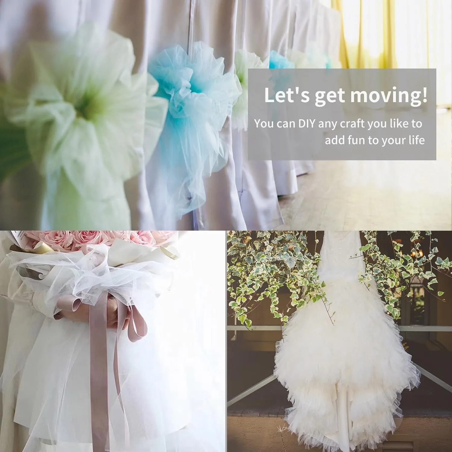 54" by 20 Yards (60 ft) Tulle Fabric Rolls for Wedding Party Baby Shower Decoration Tutu Tulle Bolt DIY Wraping Crafts -Ivory