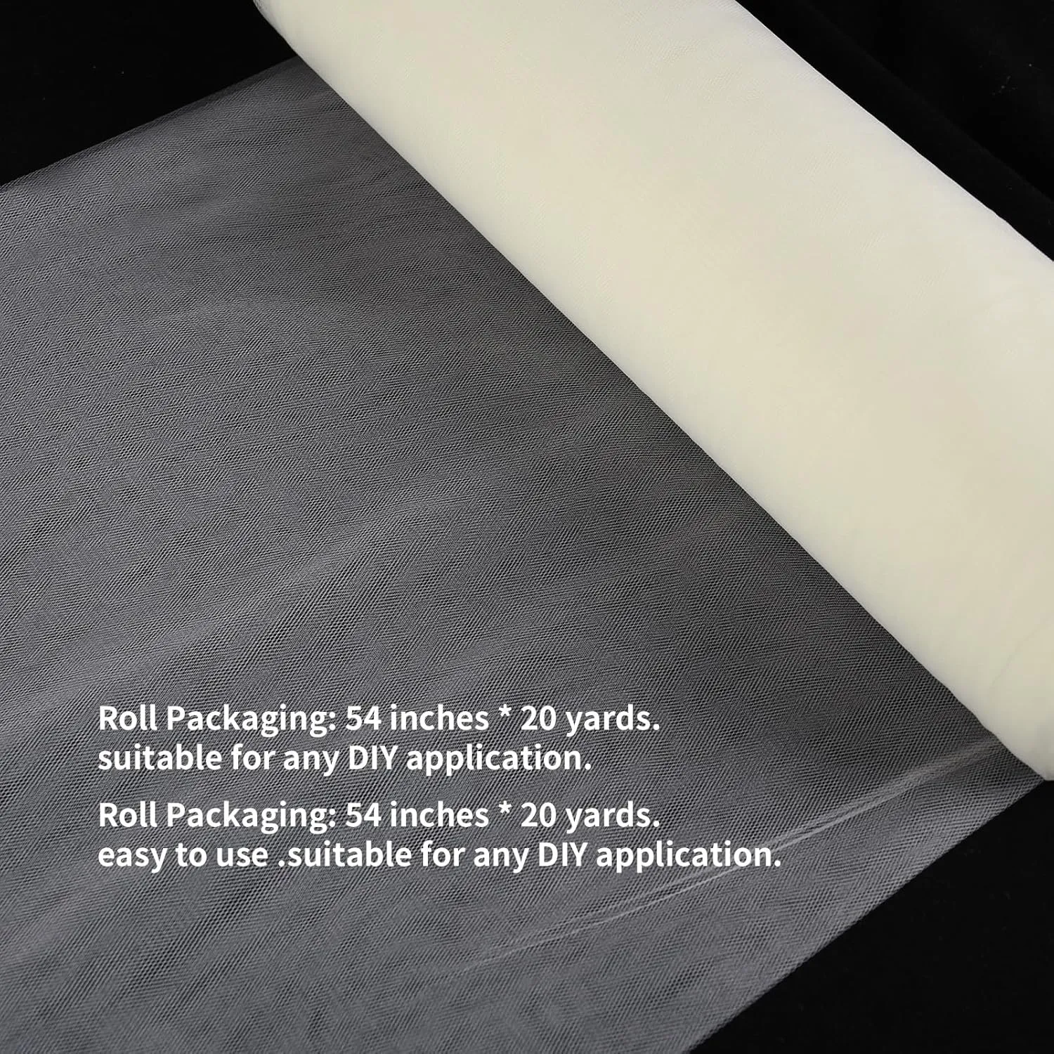 54" by 20 Yards (60 ft) Tulle Fabric Rolls for Wedding Party Baby Shower Decoration Tutu Tulle Bolt DIY Wraping Crafts -Ivory