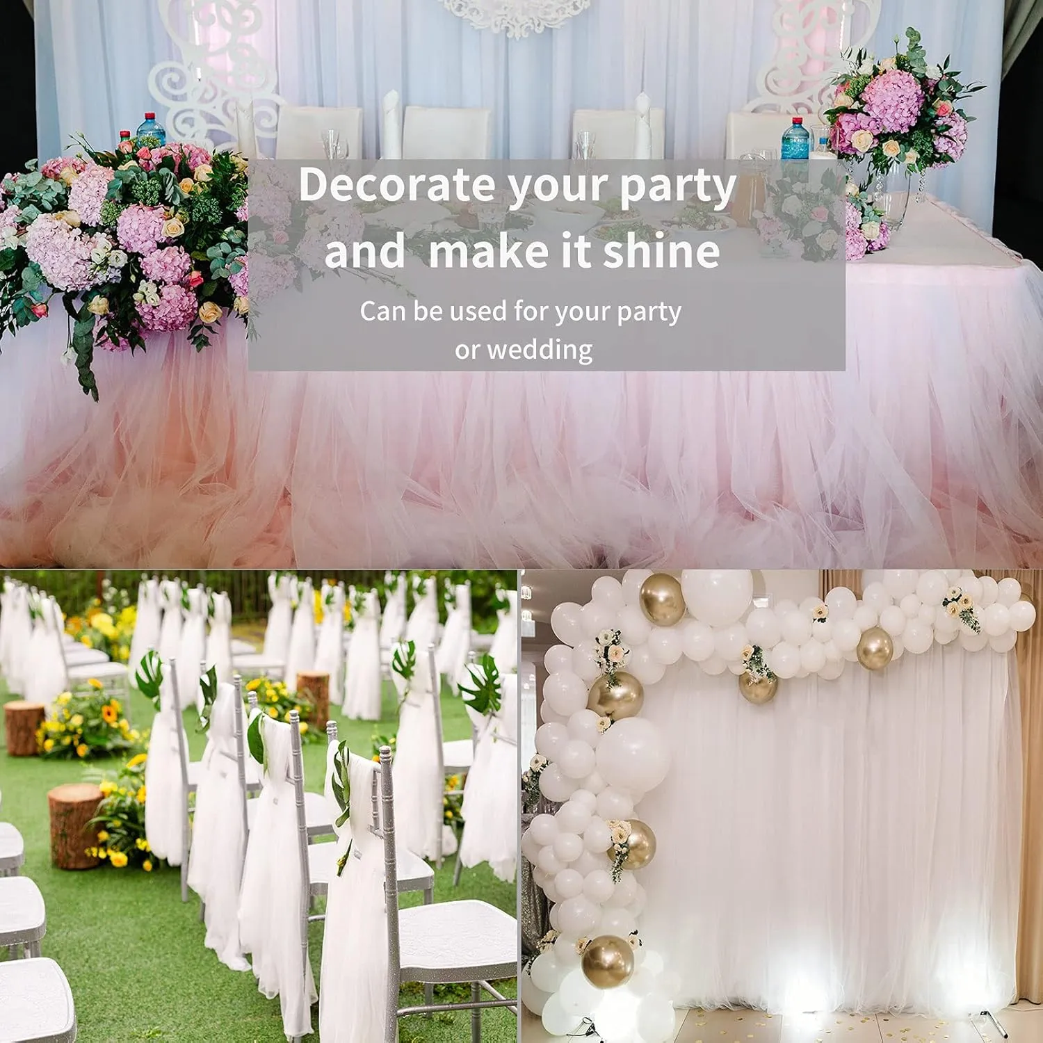 54" by 20 Yards (60 ft) Tulle Fabric Rolls for Wedding Party Baby Shower Decoration Tutu Tulle Bolt DIY Wraping Crafts -Ivory