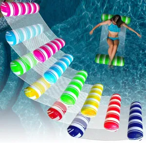 6 Pack Inflatable Pool Floats Adult Size Water Hammock,Water Floaties for Adults,4-in-1 Multi-Purpose Pool Floating Toys,Pool Rafts Lounge Chairs Floaties,for Adults Vacation Fun and Rest