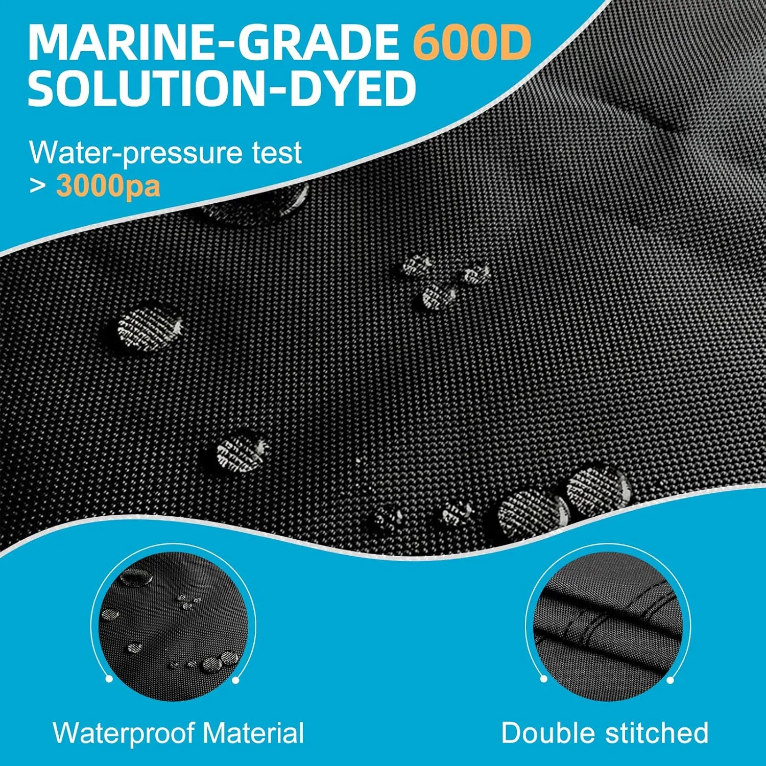 600D Kayak Cover,Heavy Duty Tear Resistant Canoe Cover, Waterproof & UV-Proof Trailerable Kayak Covers for Outdoor and Indoor Storage(Fits 12.3-13.5ft ）Black