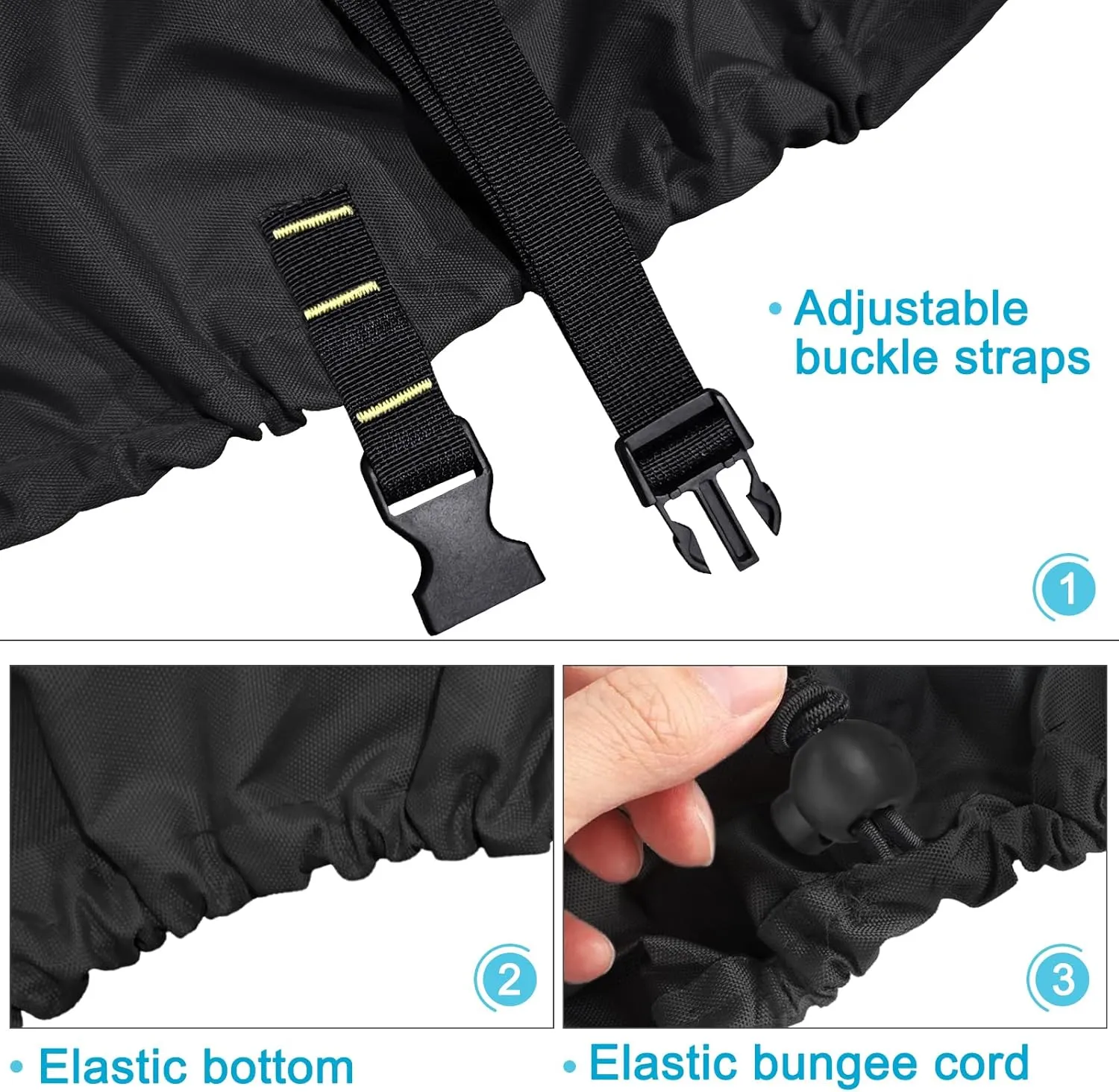 600D Kayak Cover,Heavy Duty Tear Resistant Canoe Cover, Waterproof & UV-Proof Trailerable Kayak Covers for Outdoor and Indoor Storage(Fits 12.3-13.5ft ）Black