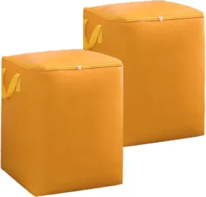 64gal Extra Large Heavy Duty Large Durable Heavy-Duty Sturdy Strong Clothes Blacket Moving Bag Tote Boxes (Pack of 2), 64gal, Orange