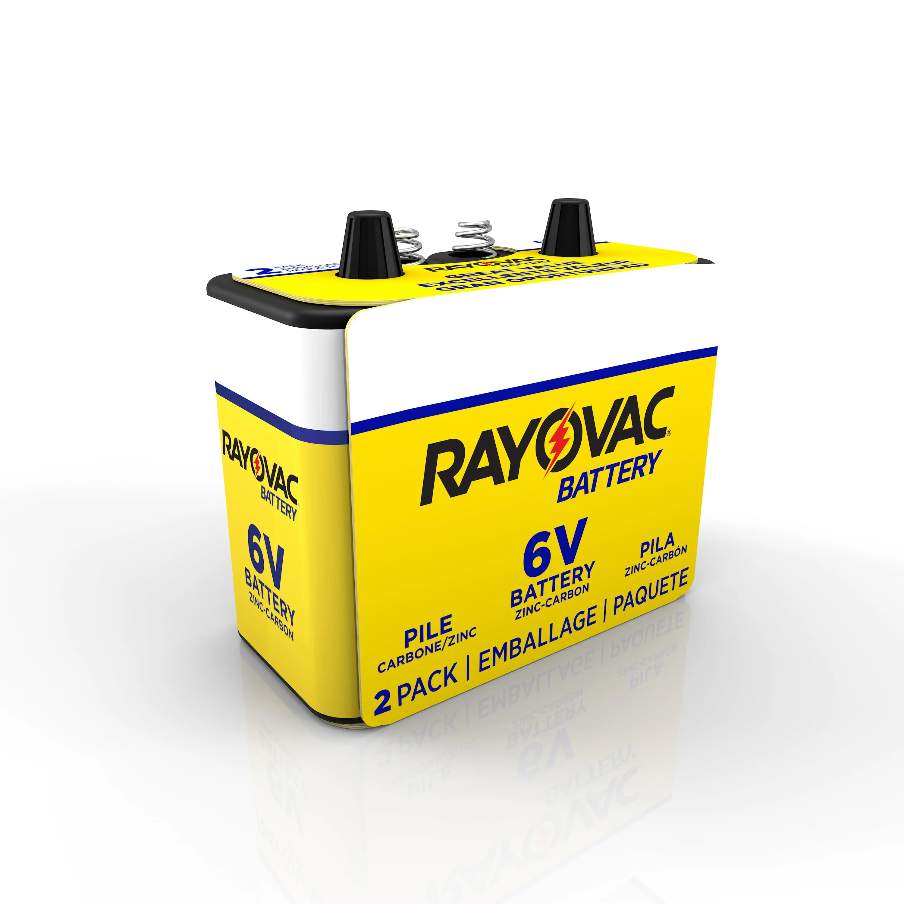 6V Battery, 2 Count, Zinc-Carbon Lantern Spring Terminal, Rayovac Heavy-Duty 944