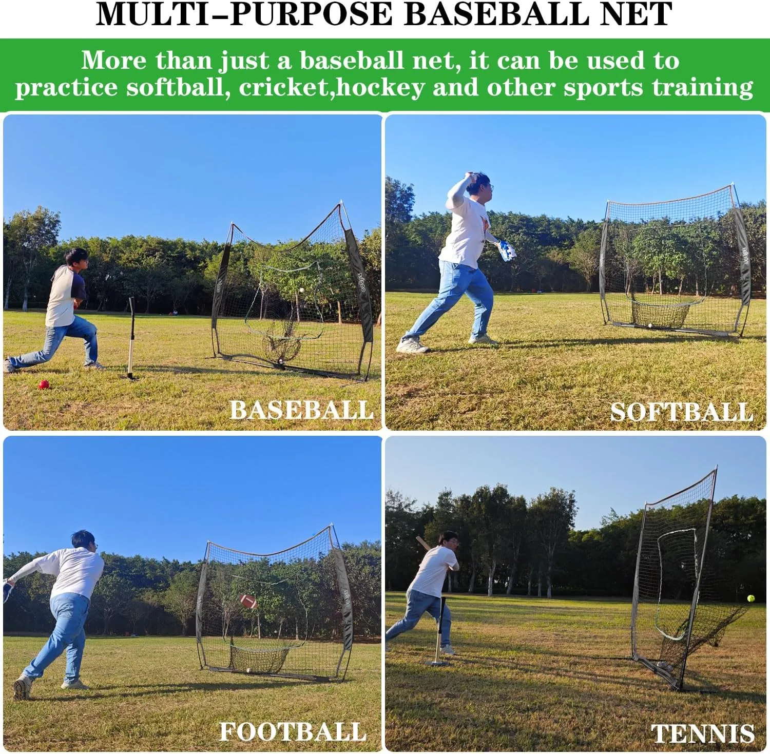 7×7ft Baseball Softball Practice Net- Portable Baseball Net for Batting, Hitting, Pitching Come with Carry Bag, Training for Players of Any Skill Level - Easy Setup