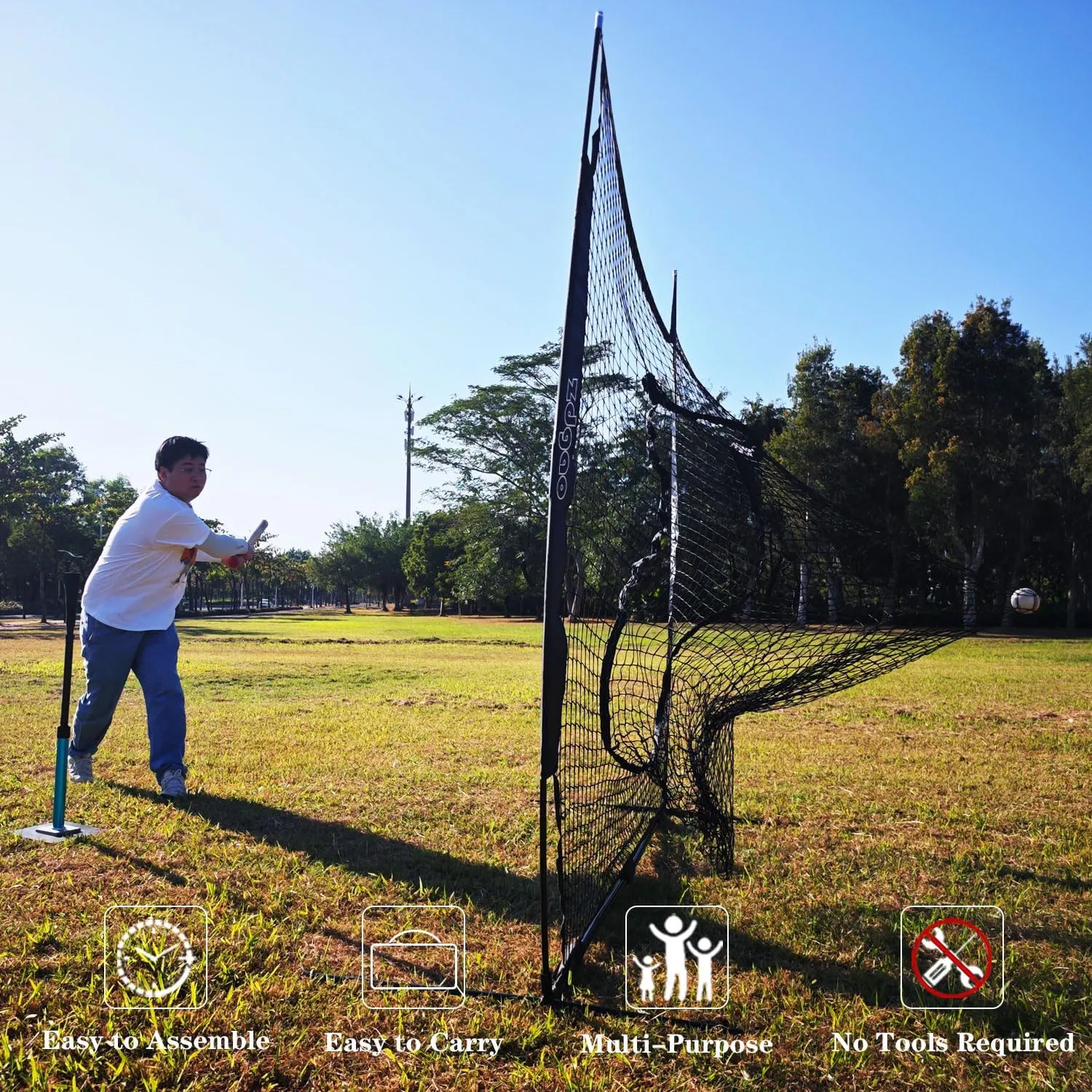 7×7ft Baseball Softball Practice Net- Portable Baseball Net for Batting, Hitting, Pitching Come with Carry Bag, Training for Players of Any Skill Level - Easy Setup