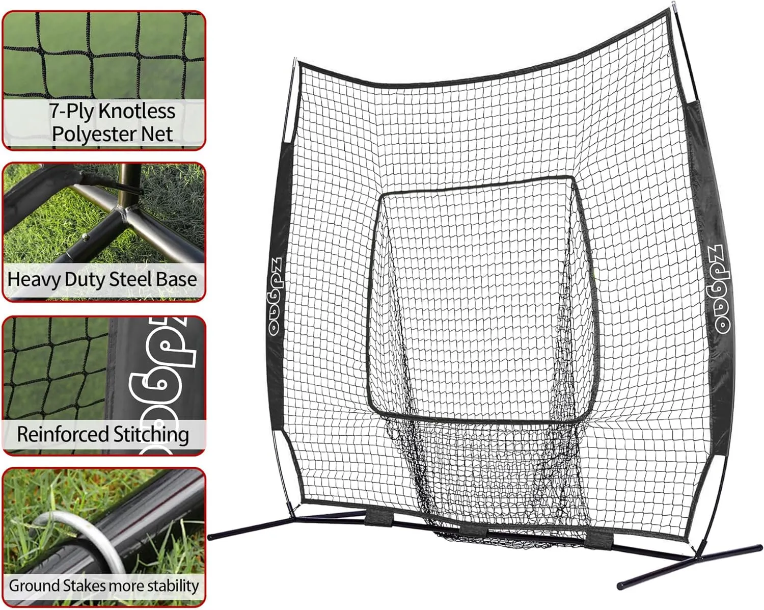 7×7ft Baseball Softball Practice Net- Portable Baseball Net for Batting, Hitting, Pitching Come with Carry Bag, Training for Players of Any Skill Level - Easy Setup