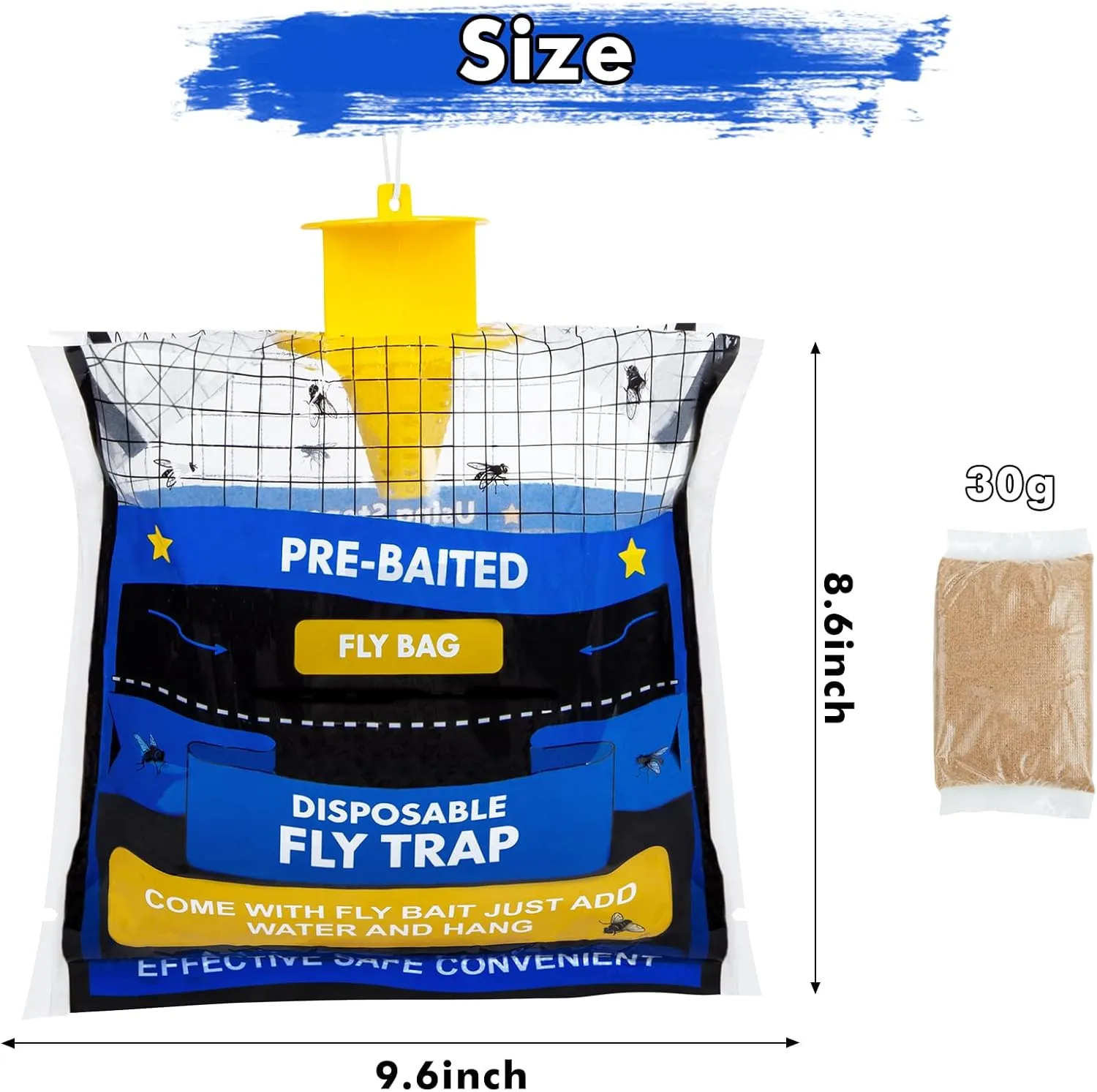 8 Fly Traps Outdoor Hanging Disposable, Bee Traps for Outside, Fly Bait Hunter Traps Control Insecticides Insect Repellents Outdoor, Ranch Fly Traps for Mosquitoes Carpenter Bees Wasps